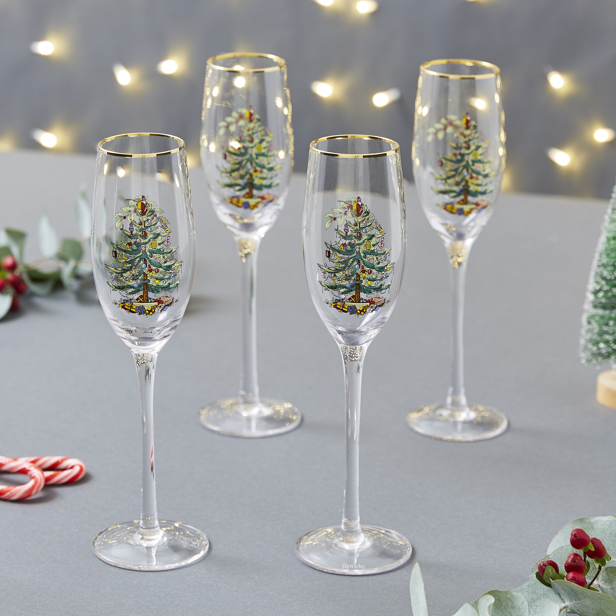 Christmas Tree Champagne Flutes Set of 4 image number null